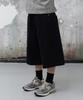 AGOD Belted Incision Cotton Bermuda Pants [Black]