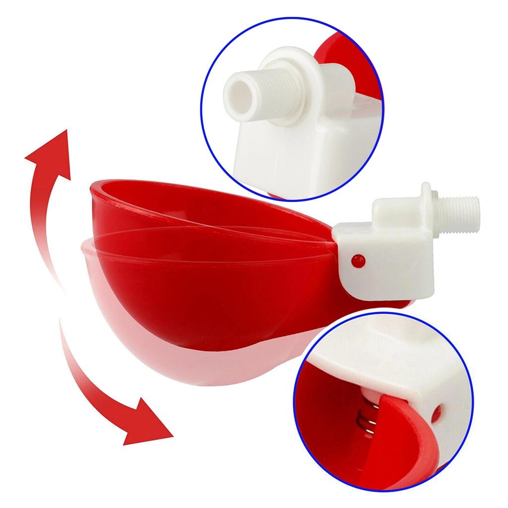 10Pcs Automatic Chicken Drinking Cup 9mm Thread Farm Goose Duck Poultry Drinking Bowls Plastic Water Dispenser Feeder Equipment