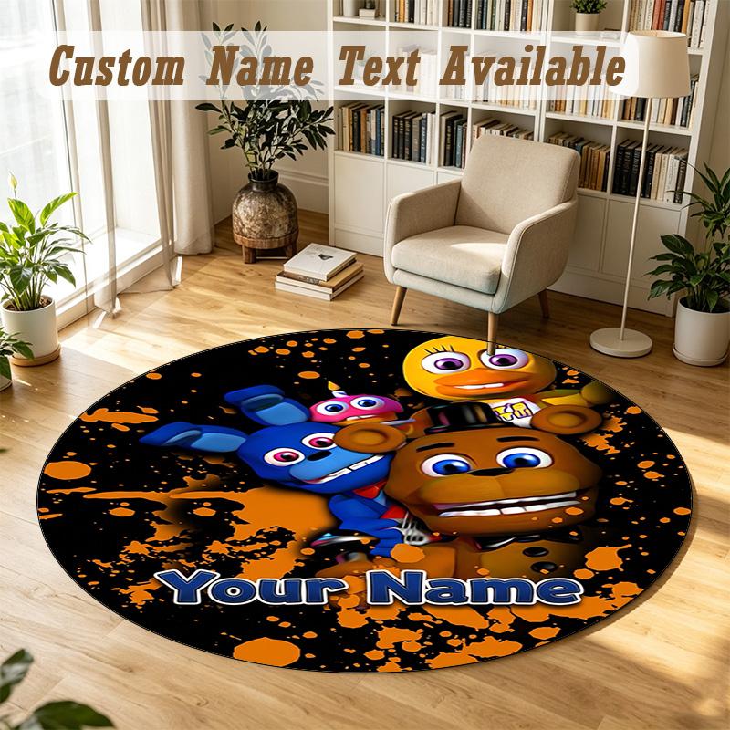 Round Rug Custom NameFive Nights at Freddy’s Pattern Non Slip Carpet Home Floor Decor