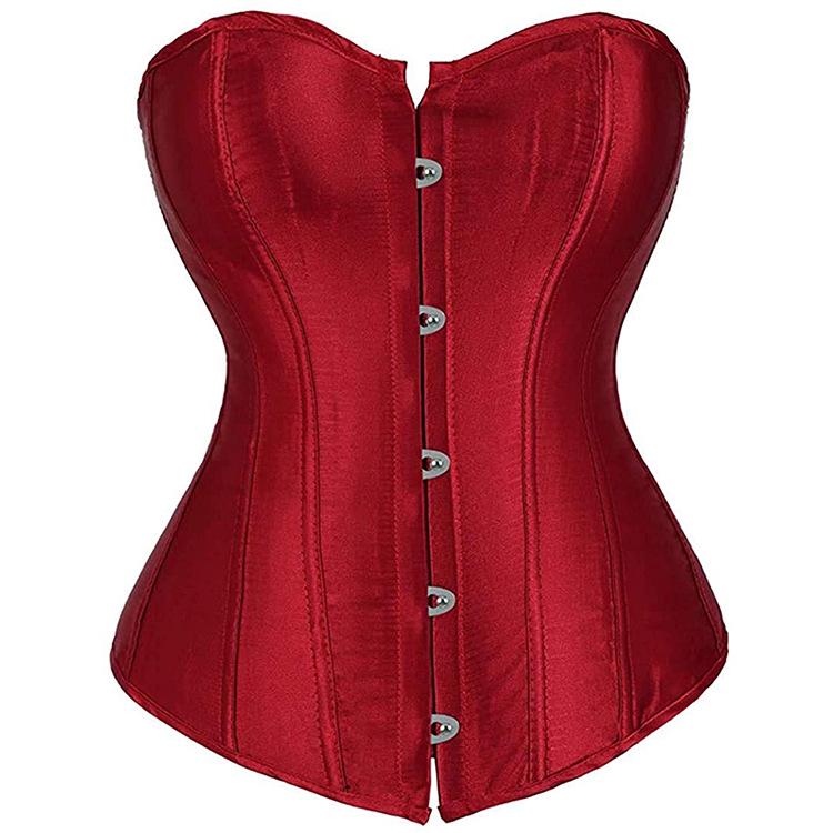 Corset satinat push-up cu control abdominal și tanga