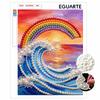 Frameless Pearl Bead Painting Kit Rainbow Ocean Wave Pattern DIY Sparkling Art Canvas Creative Leisure Craft for Adults Wall Decor Home Gift