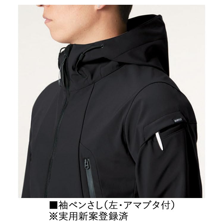 BURTLE 3190 Windproof Hoodie Jacket, Unisex, Water-Repellent, Cold-Weather, Fall/Winter, 2025 Model, BURTLE Workwear (JP, Alphabet, L, 35: Black)
