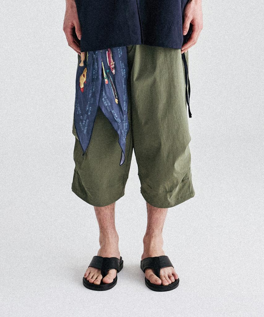 DOD See-Through Semi-Oversized 3/4 Length Pants (Khaki)