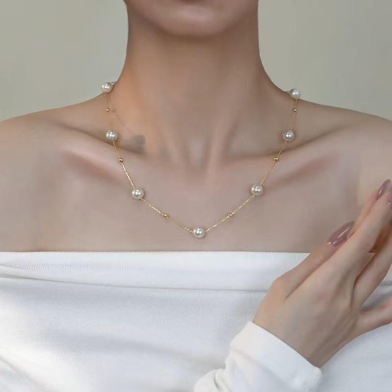 Women's Engagement Wedding Gift Pearl Gypsophila Light Luxury Niche High-End Tassel Collarbone Chain Necklace 2026 New