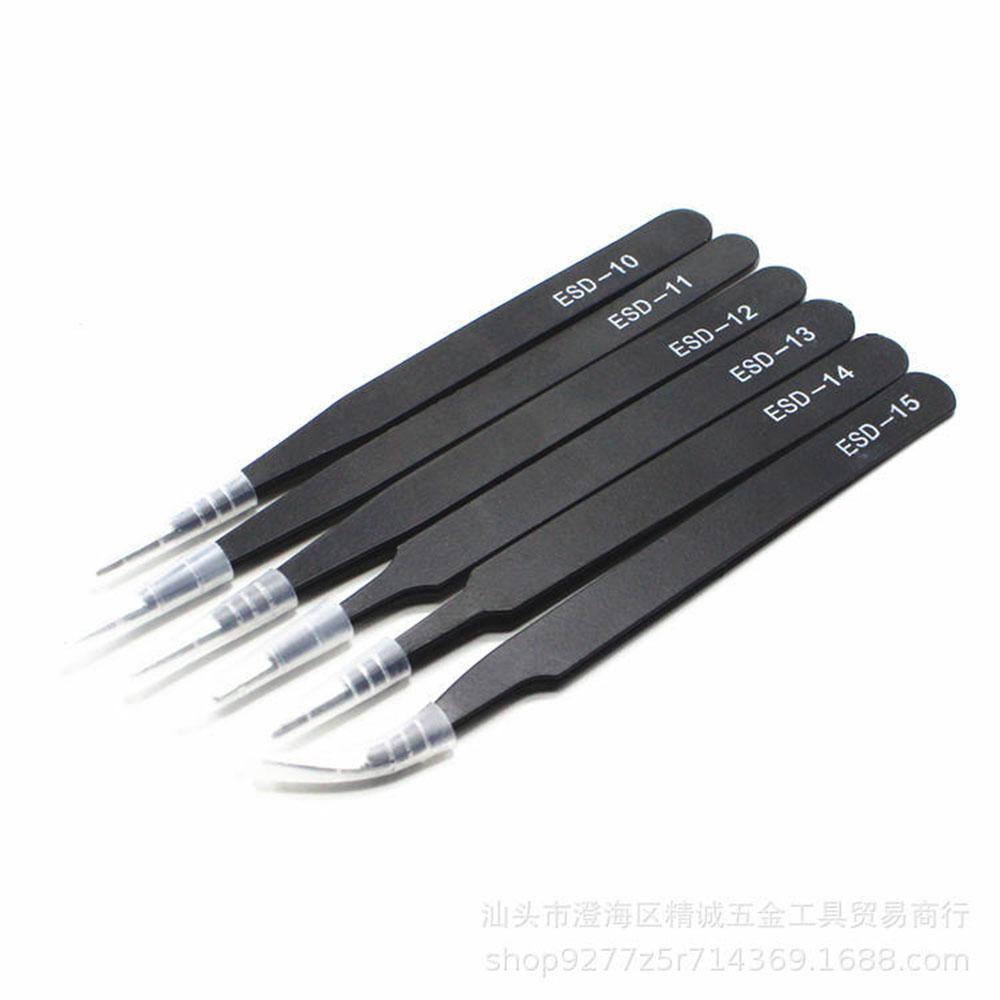 6PCS Anti-Static ESD Tweezers Set - Anti-Magnetic for Electronics & Cake Decorating