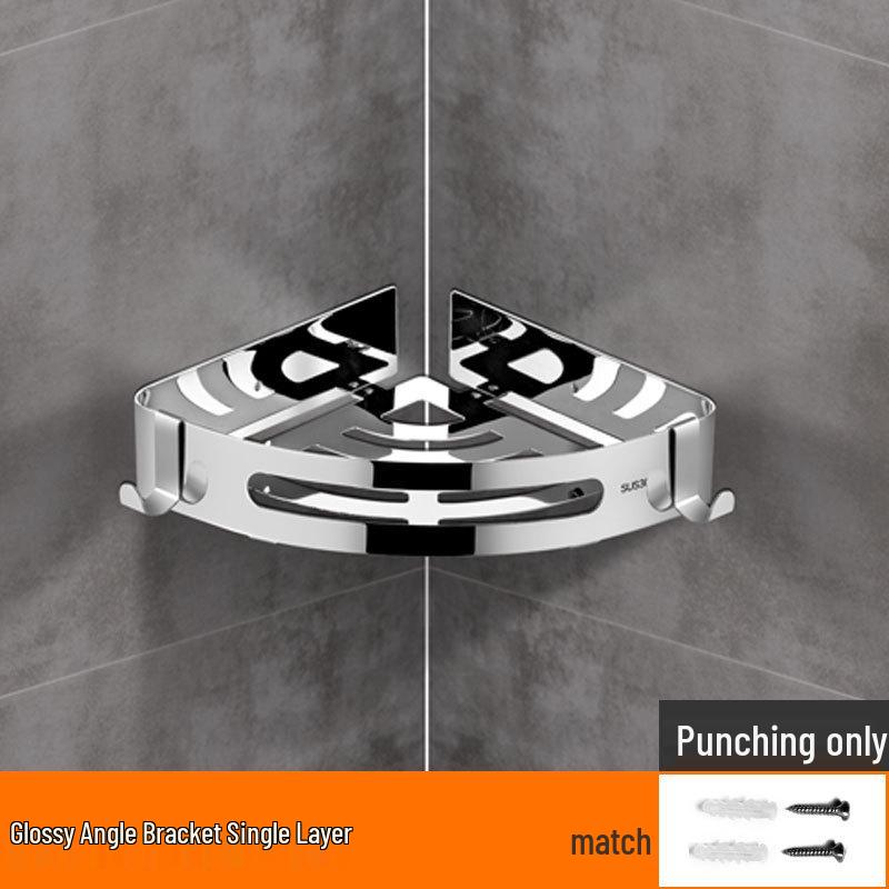 304 Stainless Steel No-Drill Triangle Bathroom Corner Shelf