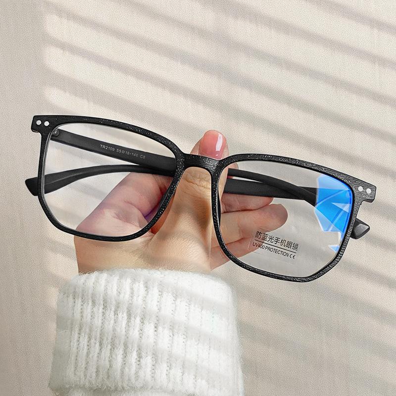 New Trend Wood Grain Frame Myopia Glasses Men Women Square Anti-Blue Light Eyeglasses Unisex Retro Vintage Diopter Eyewear