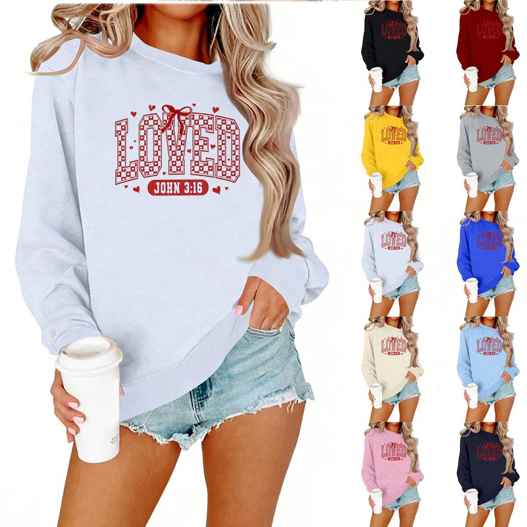 Ladies' Casual Women's Printed Round Neck Pullover Hoodie