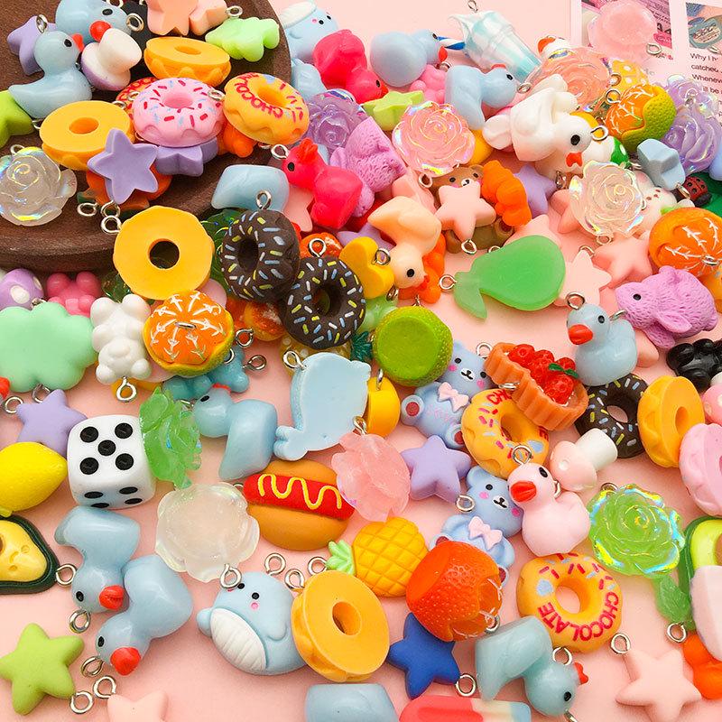 Cartoon Resin Pendant Charms - 10/20 Pack, 20mm Handmade Keychain Accessories