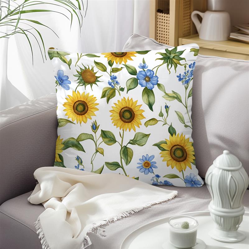 1Pc Small Sunflowers Pillow Cover For Home Living Room Bedroom Sofa Office Decorative Pillowcase Soft Throw Pillows 45X45Cm