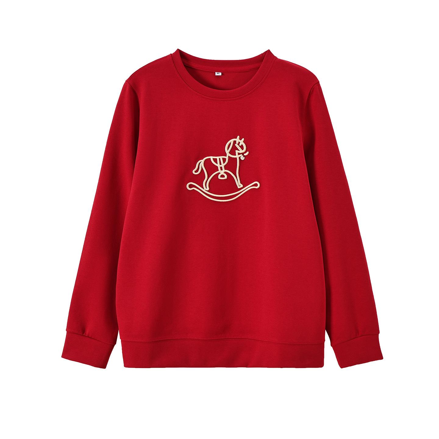 

Zhi Xuan Women s Plus Size Year of the Horse Hoodie, Loose Fit, Embroidered, Spring 2026 Collection. 2XL (75-90 kg) красный