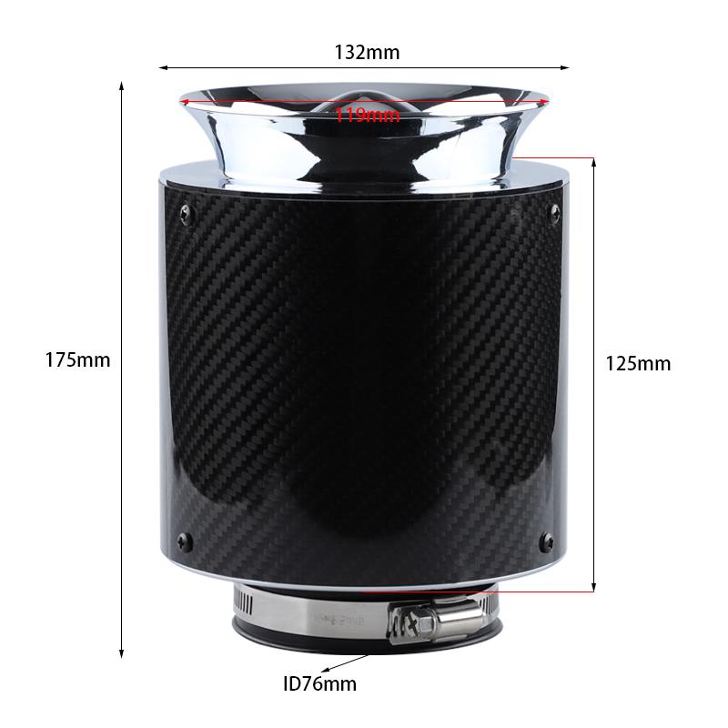 Air Filter Car Universal High Flow 76mm/3inch Cleaner High Performance for Carbon Fiber Cold Air Intake Car Accessories