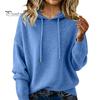 Hooded Tops Women Sweater Adjustable Drawstring Long Sleeve Knitting Casual Loose Fit Solid Color Pullover Knitwear Daily Wear Breathable