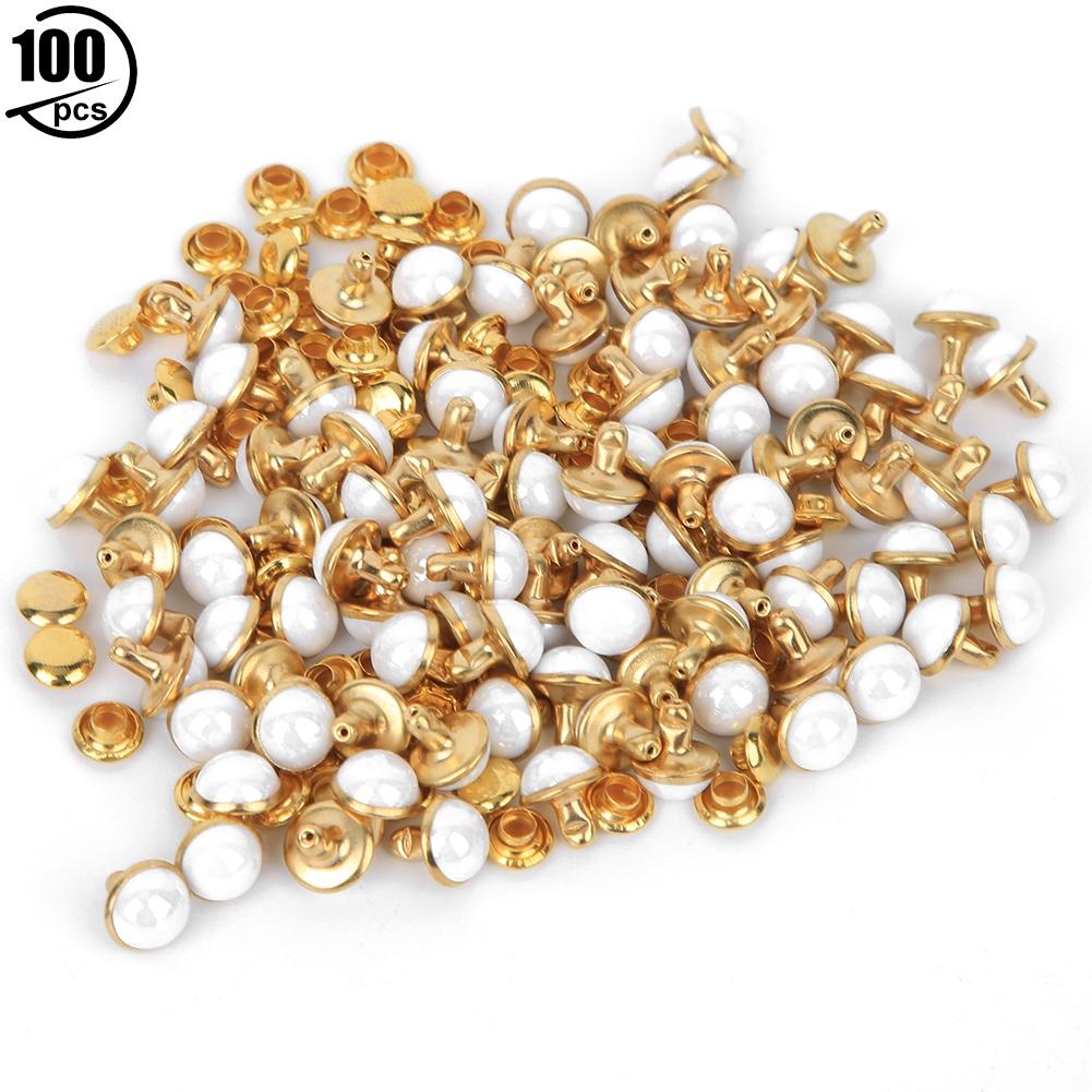 

100 комплектов полукруглых декоративных заклепок диаметром 7,5 мм для украшения одежды и сумок своими руками.(белый )