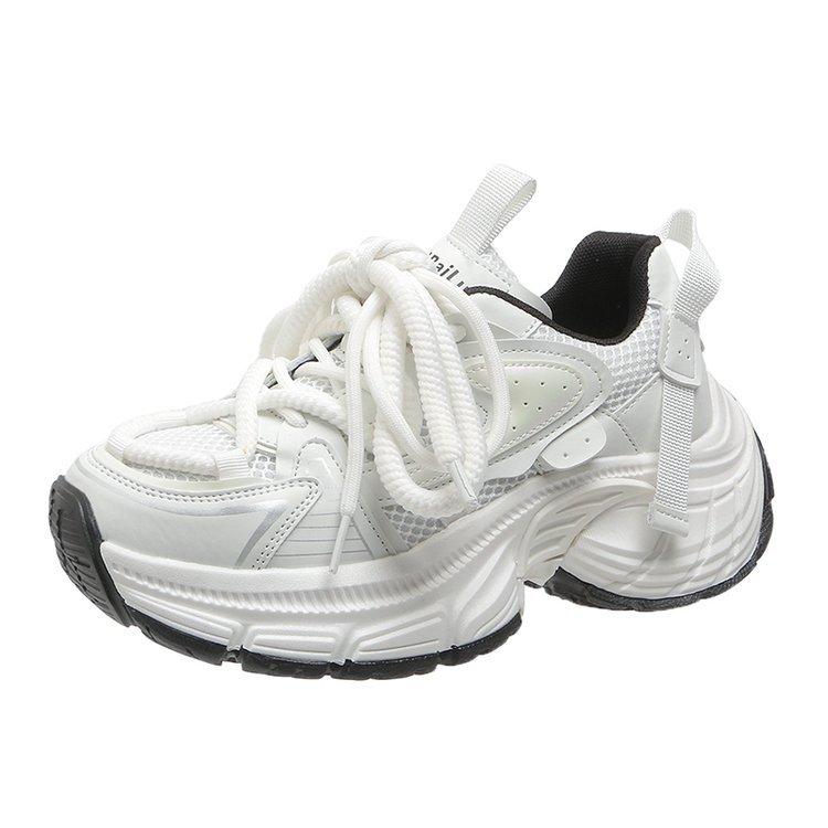 

Ziyan leather dad shoes women s platform shoes children 2025 new Internet celebrity versatile lace-up color matching casual sports shoes 35 белый