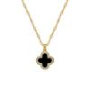 New Diamond-Encrusted Light Luxury Four-Leaf Flower Necklace Femininity Girls High-End Double-Sided Shell Collarbone Chain