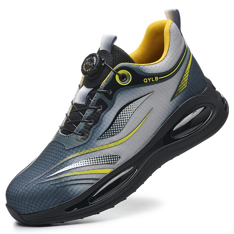

anti-puncture work shoes lightweight safety shoes with rotary button steel toe work boots for men women safety toe sneakers 36