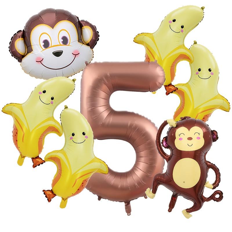 7Pcs Monkey Banana Combination Set Aluminum Film Balloon Jungle Hunting Theme Party Decor Balloon Baby Shower Globos Supplies