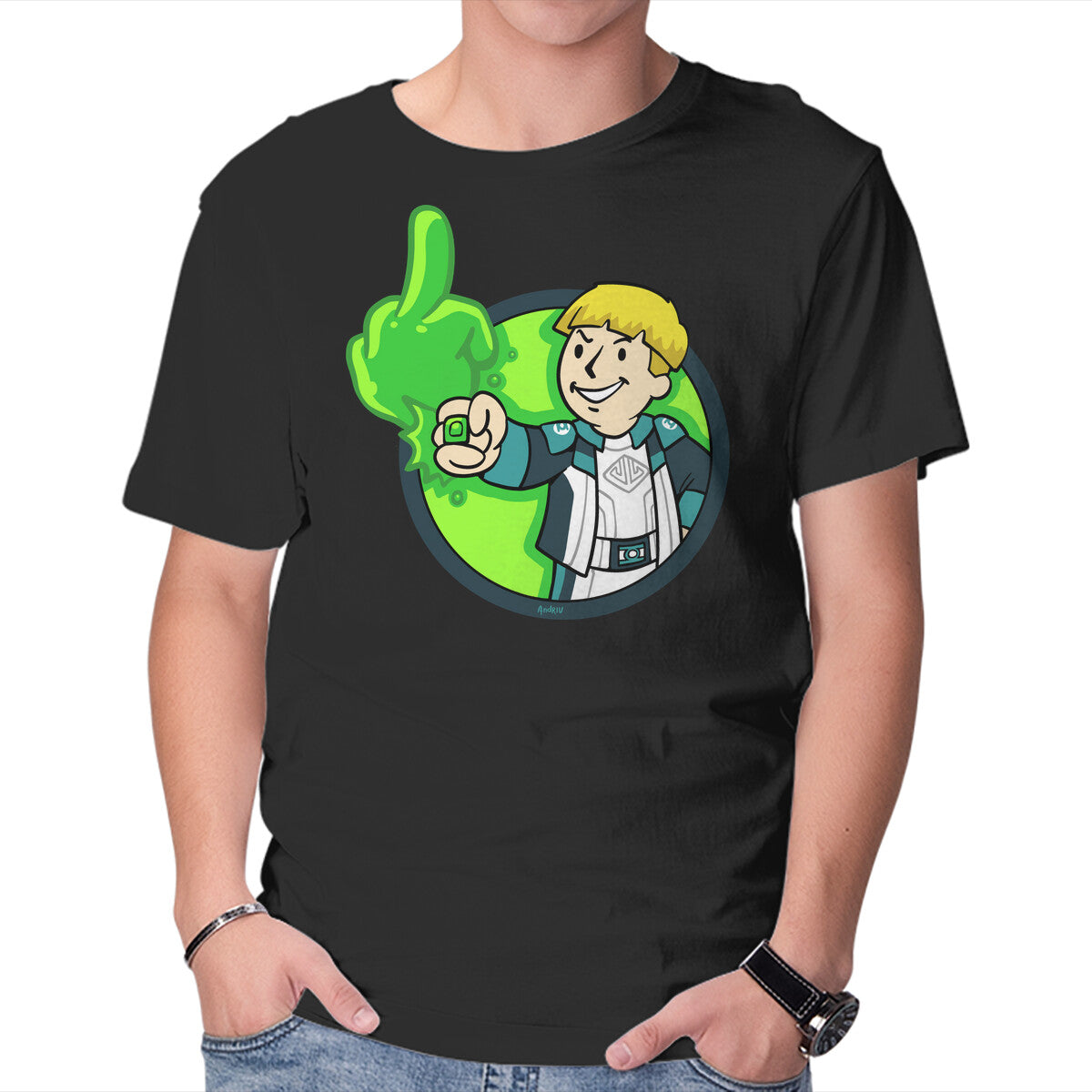 Unisex Crew Neck T-Shirt Green Boy Graphic Short Sleeve Casual Tee XS