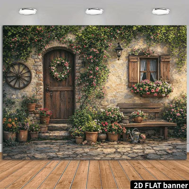 2D Ländliche Straße Blumiges Porträt Fotohintergrund