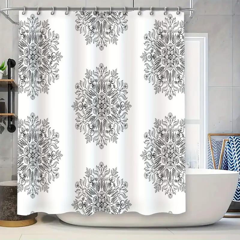 

Shower Curtain Botanical Floral Pattern Nature Themed Bathroom Decor Vintage Rustic Farmhouse Home Decor Black and White Washabl 90x180cm