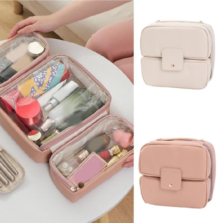 Practical PU Makeup Organizer Multiple Pockets Ergonomic Cosmetic Pouch Toiletry Storage Case for Women Travel Essential