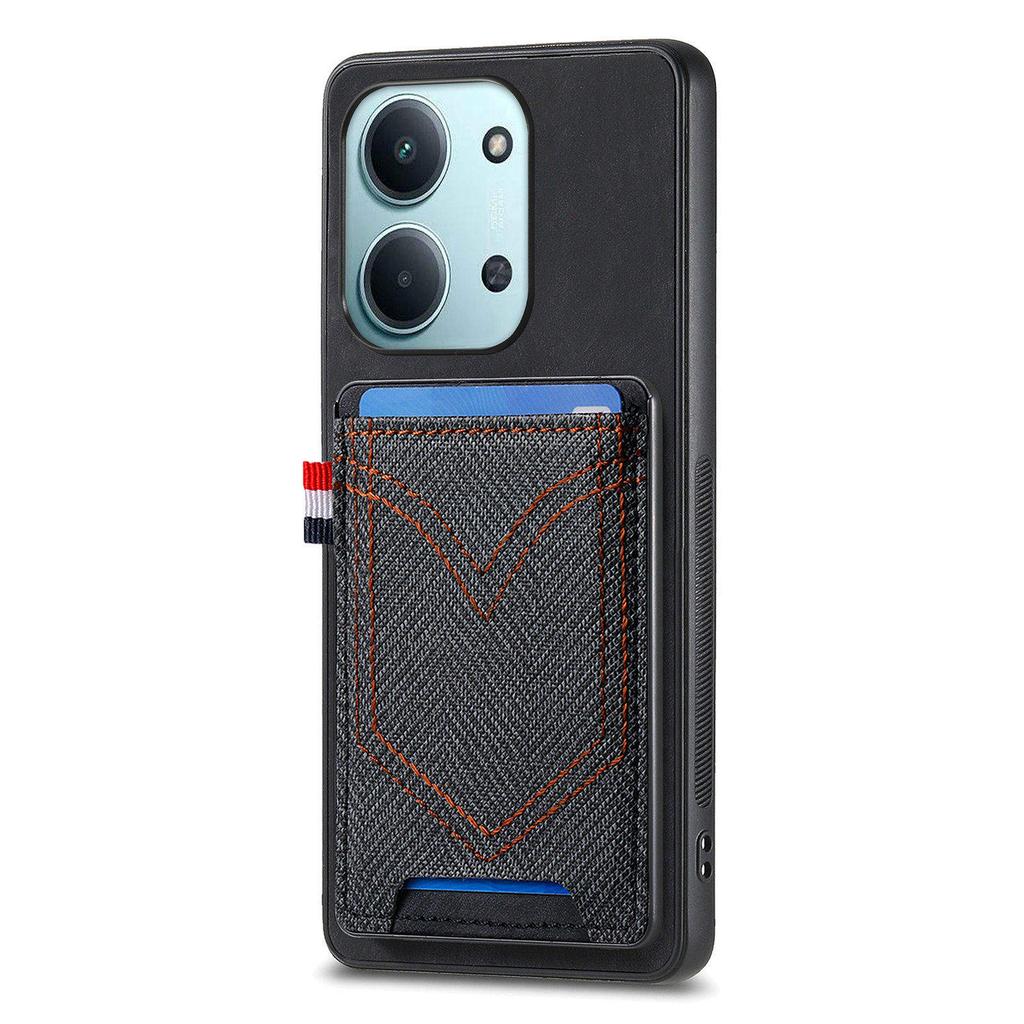 Phone Case For Xiaomi Redmi 15C 4G (EU) (173mm)/15C 5G (EU) (173mm) Retro Jean Cloth Texture Leather Back Cover with Card Holder