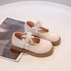 Girls Fashion Pearl Princess Leather Shoes 2025 Autumn New Children's Black Performance Shoes Bow Casual Shoes