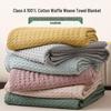 Pure Cotton Waffle Blanket - Soft Lightweight Summer Cover for Office or Home