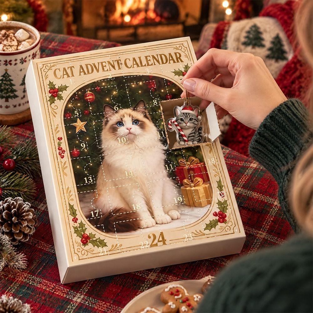 24 Boxes Christmas Countdown Calendar Cute Cat Advent Calendar Countdown Gift Cat Ornaments Women