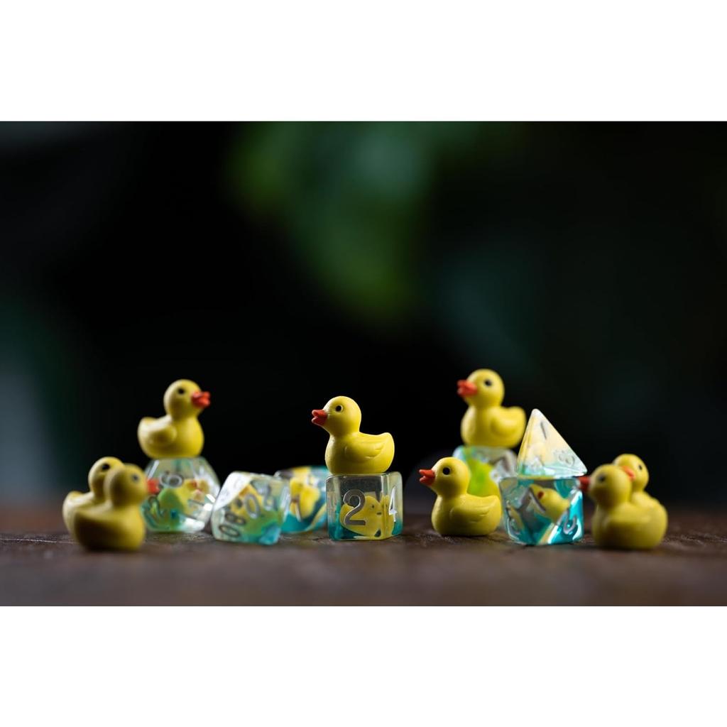 7-Die Dice DND, Rubber Ducky DND Dice, Dice Tray, D and D Dice for Dungeons and Dragons Gift (Dice Set Only)
