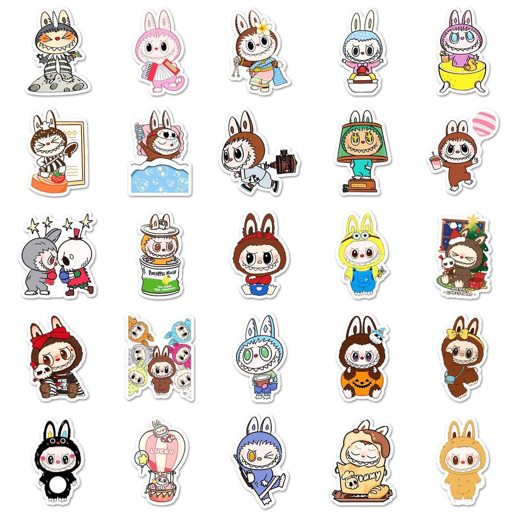 50 Cute Labubu Graffiti Stickers for Decor: Phone Cases, Notebooks, Journals
