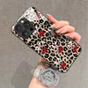 Leopard Print Bow Cherry Pattern Tempered Glass Phone Case For iPhone 17 16 Pro Max 15 14 13 12 11 Pro 16E 7 Plus XR XS X Cover