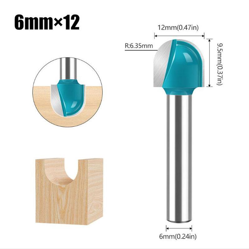 1 st 6 mm Skaft Fräsbitsats Hårdmetall Fräsfräs Verktyg Långt Blad Rundad Spetskärna Solid Hårdmetall CNC Radie Kärnfräs