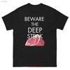 Ironic Funny Pun T Shirt Beware The Deep Steak Foodie Humor Unique Food Lover Vintage Streetwear Stylish Homme