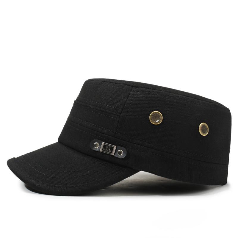 Men's Cotton Flat Top Hat - Casual Outdoor Cap for All Seasons, Simple Fashion Travel Cap