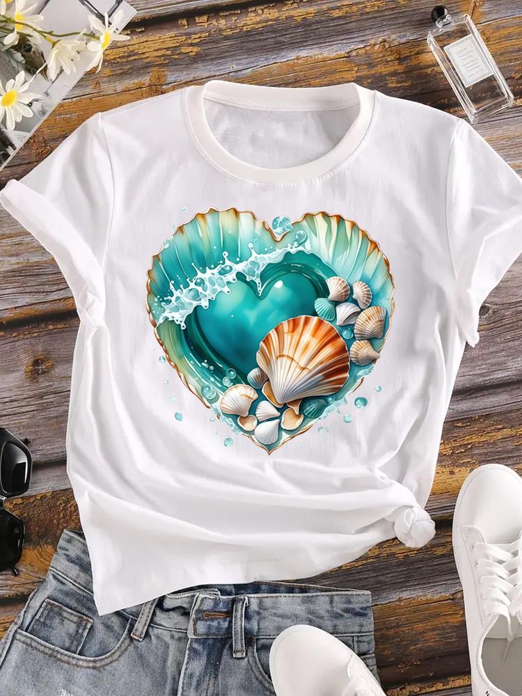 (Asian Size) T Shirt Printed Women Tee Clothing Casual Fashion Lady feather trend 90s Female Top Graphic Short Sleeve T-shirts