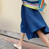 Pleated skirt pants with irregular hem and umbrella shaped loose wide leg pants