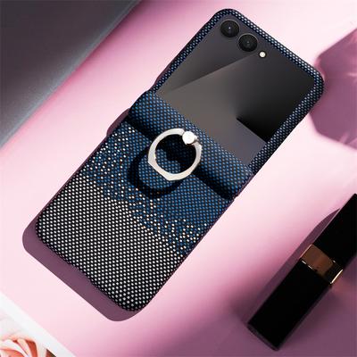 Custodia per Telefono con Anello Stand in Pelle Fibra di Carbonio con Pellicola per Samsung Galaxy Z Flip 7 6 5 Flip7 FE per Magsafe Cover Posteriore Magnetica