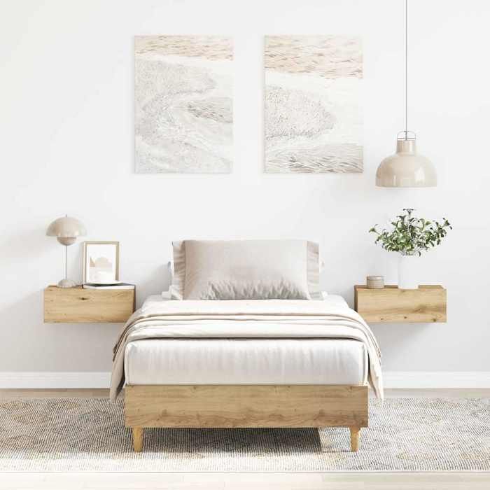 VidaXL Cadre de lit sans matelas chêne artisanal 100x200 cm, meuble de chambre à coucher, sommier, lit simple, lit, châlit, 861047