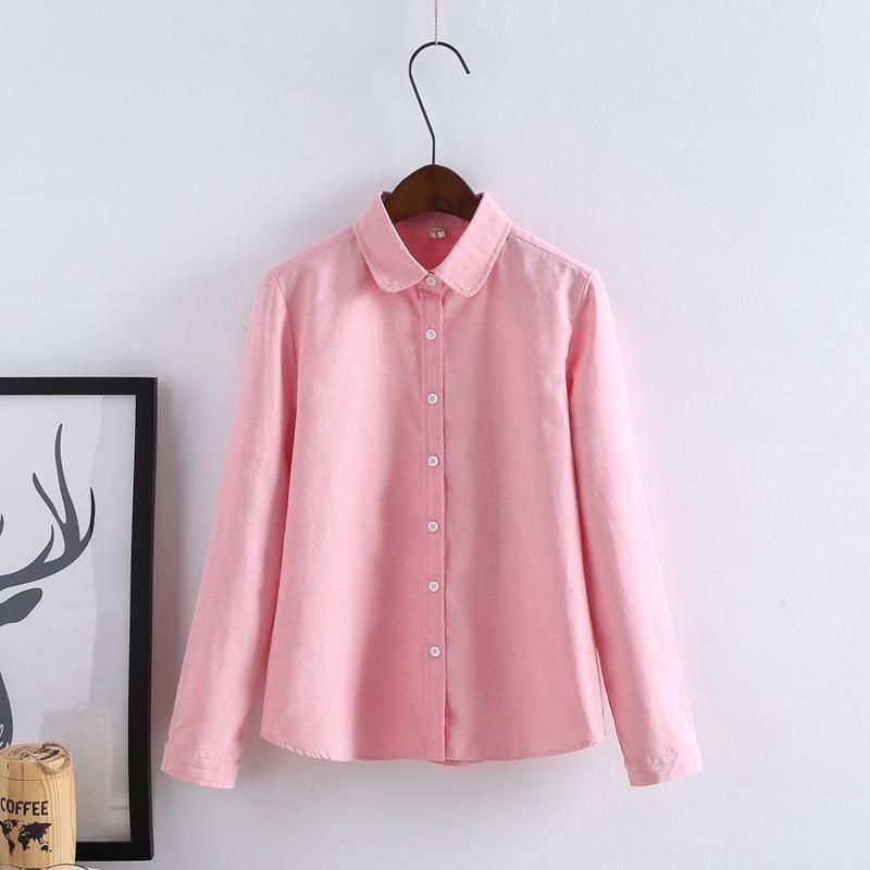 Luxurious Long Sleeved Cotton Oxford Leisure Shirt For Women In Vibrant Colors