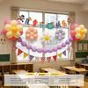 Children's Day Classroom Decorations: Blackboard, Flowers, Balloons, Flag Banners for Kindergarten Atmosphere and Photo Setup