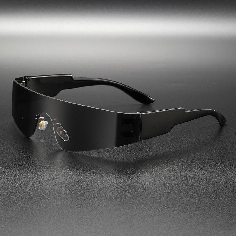 Future Oriented Y2K New Fashionable One-piece Sunglasses, Surround Style Sports Punk Sunglasses