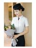 Women's White V-neck Professional Flight Attendant Shirt: Interview and Workwear Suit for Airline and Hotel Staff