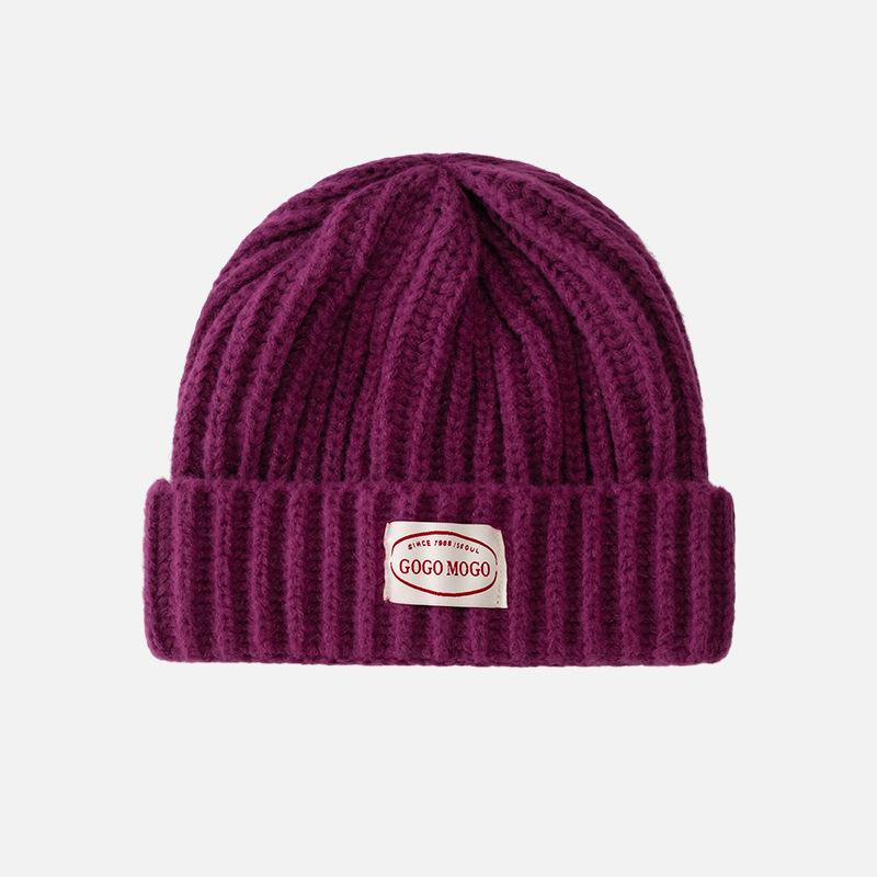 Letter Patch Woolen Hat for Women In Autumn and Winter, Face-showing Small Windproof Ear Protection Cold Hat, Fashionable and Versatile Warm Knitted