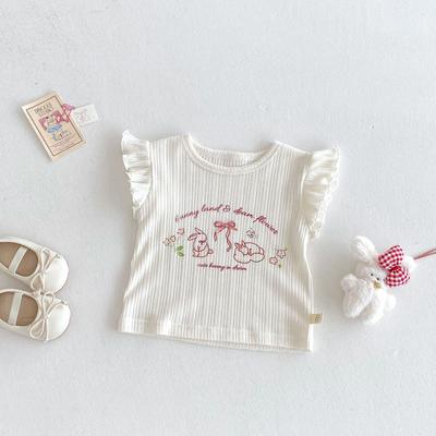 Baby Girls Cute Rabbit Print T Shirt Summer Short Sleeve Casual Fashion Top