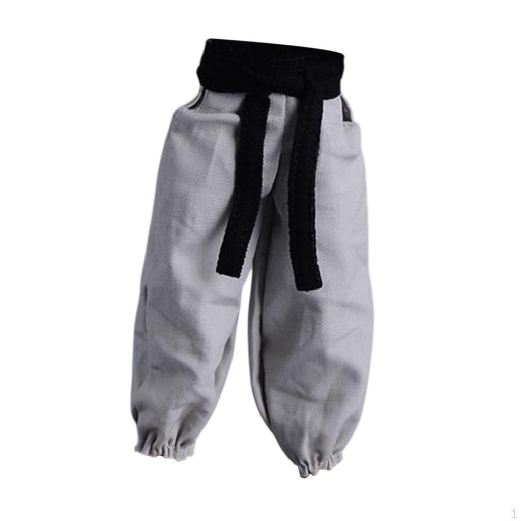 1/12 Male Doll Pants with Belt Casual Dress Up Loose Trousers Mini Long Pant for 6 Inch Action