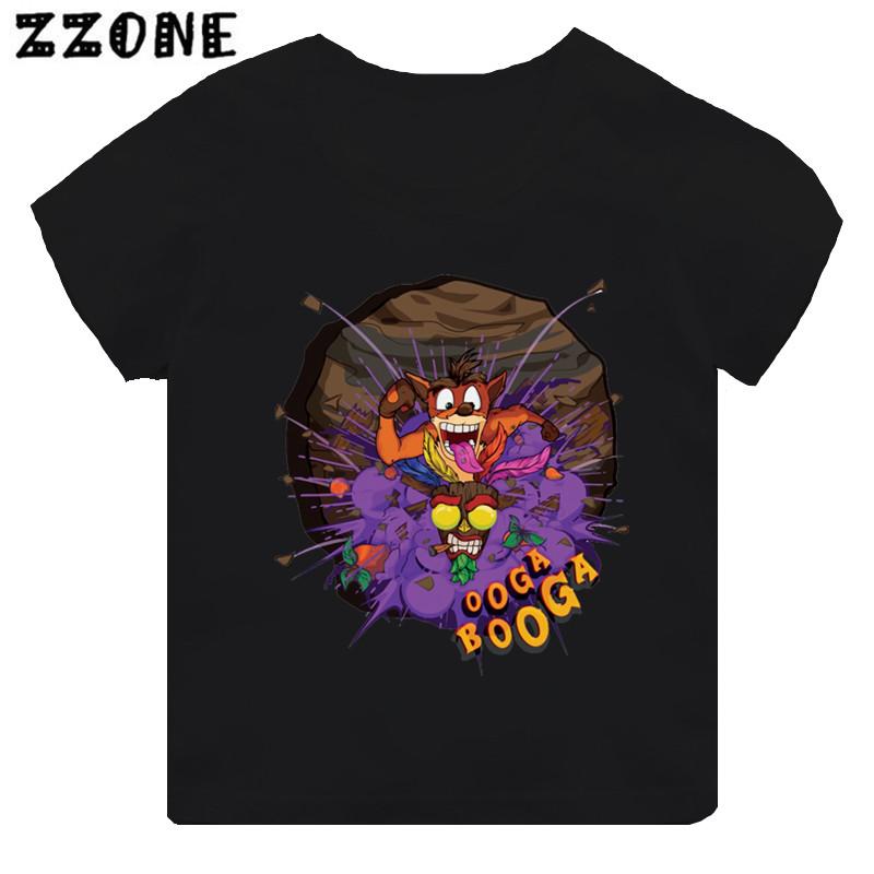 

Гарячий розпродаж Гра Crash Bandicoot Принт Мультяшна Дитяча Футболка для Дівчаток Одяг для Малюків Чорна Футболка з Коротким Рукавом Дитячі Топи 140