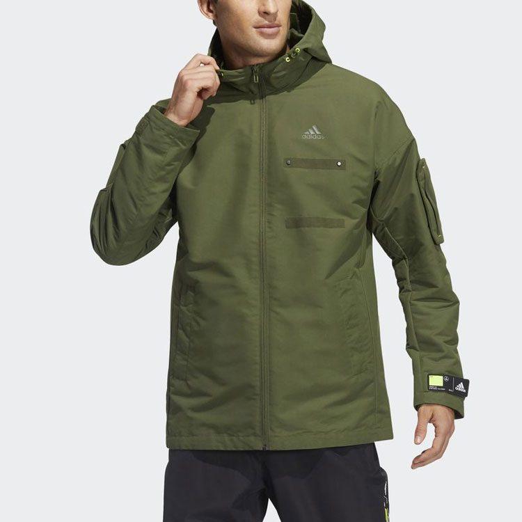 adidas Jackets Men's Green Hooded Non Detachable Moderate GP0990
