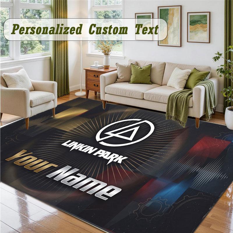 Crystal Velvet Square Rug Custom NameLinkin Park Pattern Non Slip Home Floor Decor Rug